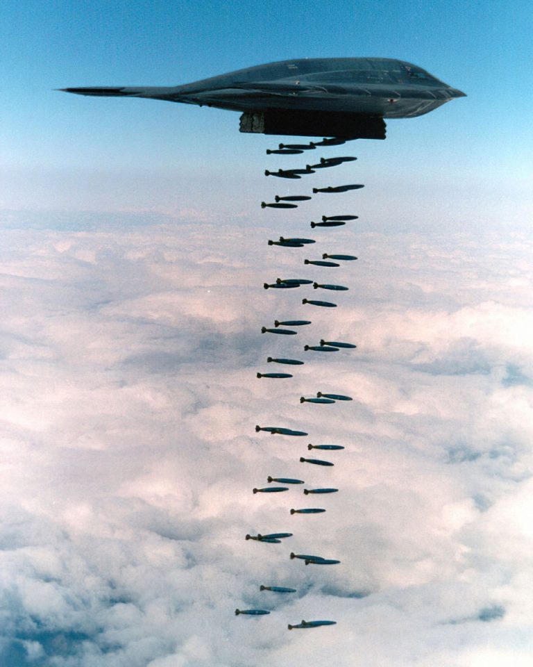 B-2 Spirit Stealth Aircraft dropping bombs