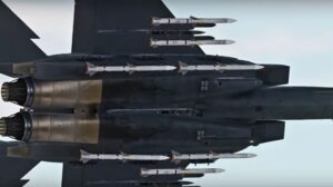 F-15 in Air to Air configuration with full load of AIM-120 AMRAAM and AIM-9 Sidewinder missiles