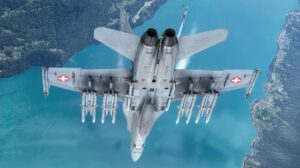 Swiss F/A-18 in Air to Air configuration with full load of AIM-120 AMRAAM and AIM-9 Sidewinder missiles