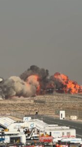 The HAL IAF Tejas fighter aircraft crashed during an aerial display at Dubai Airshow 2025.